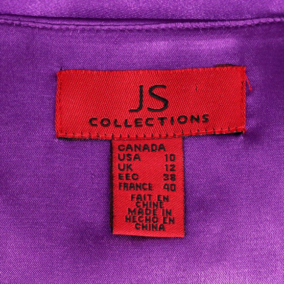 JS Collection Dress Womens 10 Purple Stretch Satin Layered Sleeveless Lined - Picture 3 of 13